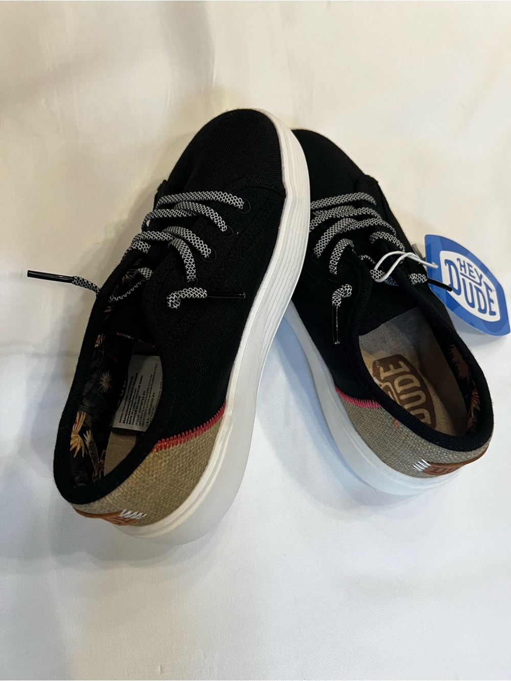 NWT Hey Dude Cody W Craft Black Canvas 
 Sneakers Size 5 - Picture 4 of 12